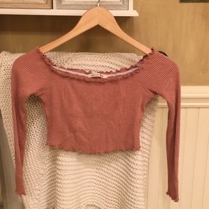 Juniors long sleeve stretch crop top